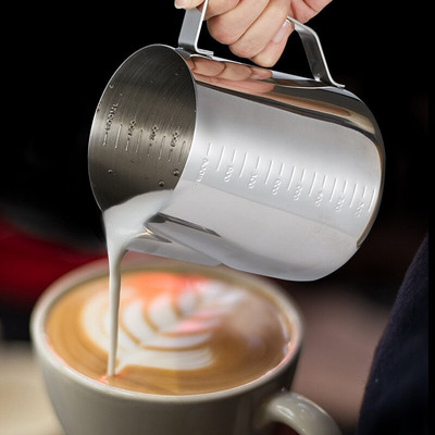 Кана за разпенване на мляко от неръждаема стомана Кана за еспресо кафе Craft Latte с градуирана кана за капучино Кана за разпенване на сметана Кана