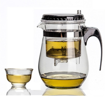 Τσαγιού Ανθεκτικό στη θερμότητα Γυάλινη συσκευή έγχυσης τσαγιού Teaware Kung Fu Tea Flower Teapot Σετ τσαγιού Βραστήρας με πάτημα κουμπιού Μπουκάλι καφέ 500ml