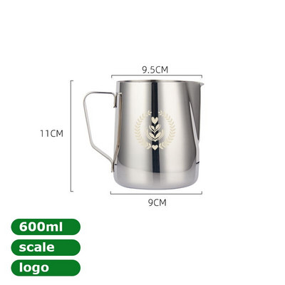 350/600 ml pieno garinimo ir putojimo ąsotis, nerūdijančio plieno, pieno ąsotis, ištraukiamas gėlių puodelis, puikiai tinka kavai cappuccino Latte Art