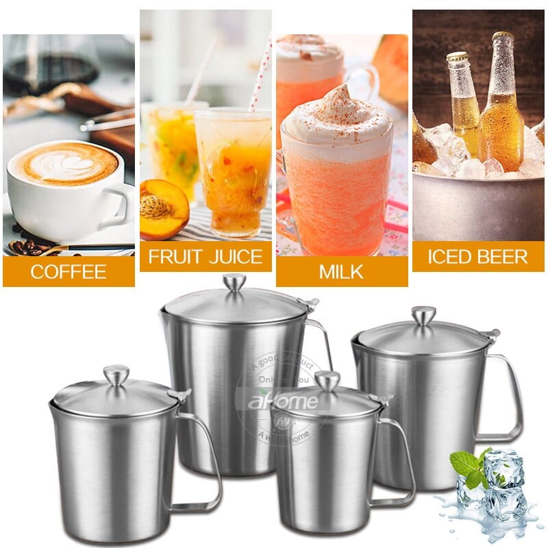 Fypo Pieno putų ąsotis su dangteliu Nerūdijančio plieno kavos puodeliai Espresso kavos ąsotis Barista Craft Coffee Latte pieno putų ąsotis