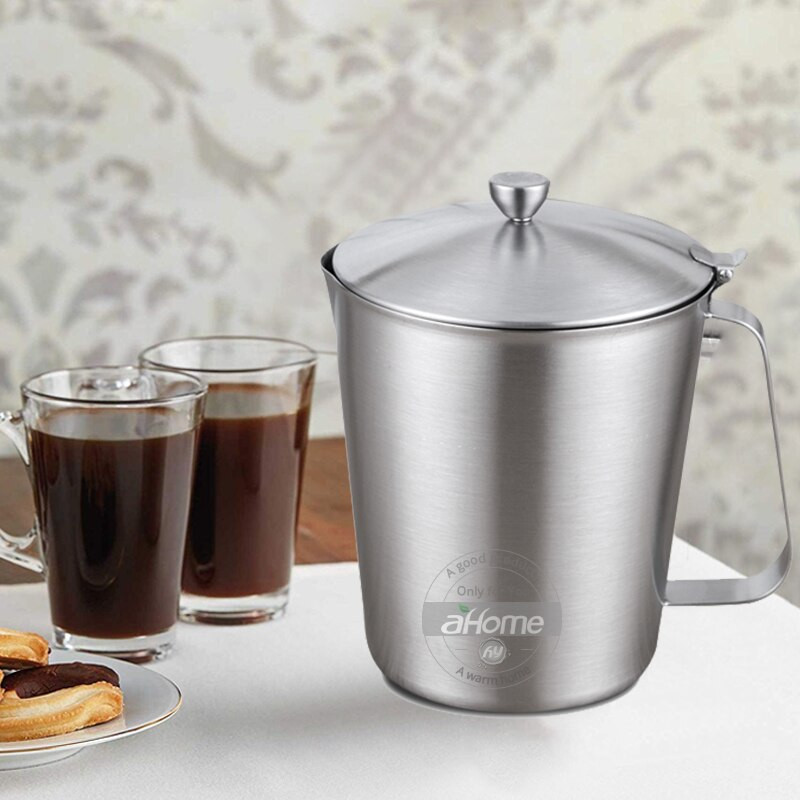 Fypo Pieno putų ąsotis su dangteliu Nerūdijančio plieno kavos puodeliai Espresso kavos ąsotis Barista Craft Coffee Latte pieno putų ąsotis