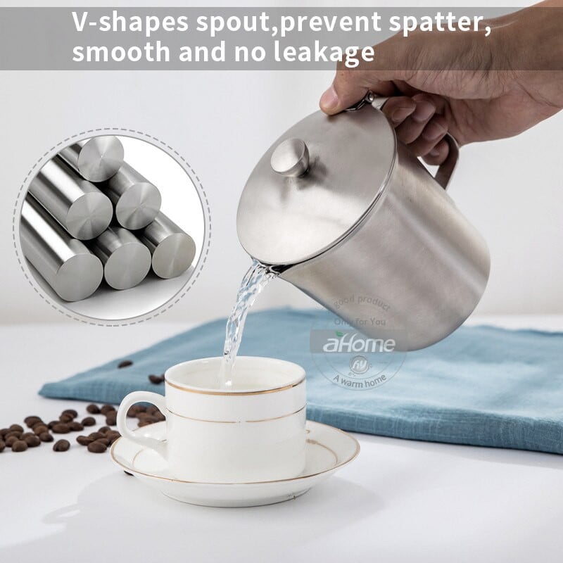 Fypo Pieno putų ąsotis su dangteliu Nerūdijančio plieno kavos puodeliai Espresso kavos ąsotis Barista Craft Coffee Latte pieno putų ąsotis