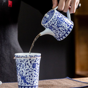 200 мл синьо-бял порцеланов чайник Единична тенджера Ръчно изработен чайник Цедки Домакински кунг-фу чайник Офис Церемония за сервиране на чай