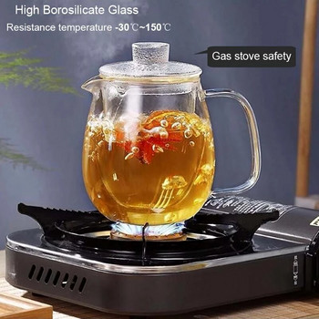 Сервизи за чай Стъклени чайници Боросиликатен Топлоустойчив стъклен чайник Газов котлон Чайник за чай пуер с цветя с филтър