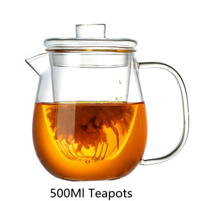 Seturi de ceai Ceainice din sticlă Ceainic din sticlă borosilicată rezistentă la căldură Arată cu gaz Fierbator cu flori Puer Set de ceai Kung Fu chinezesc cu filtru