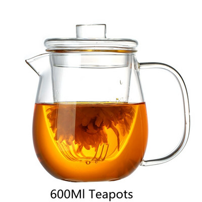 Seturi de ceai Ceainice din sticlă Ceainic din sticlă borosilicată rezistentă la căldură Arată cu gaz Fierbator cu flori Puer Set de ceai Kung Fu chinezesc cu filtru