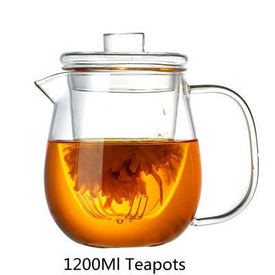 Seturi de ceai Ceainice din sticlă Ceainic din sticlă borosilicată rezistentă la căldură Arată cu gaz Fierbator cu flori Puer Set de ceai Kung Fu chinezesc cu filtru