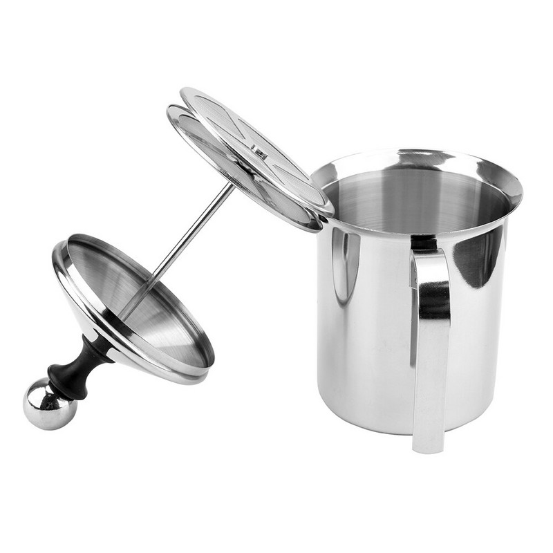 Spumă de lapte cu plasă de spumă de cafea Mixer de cafea Ustensile de bucătărie Cremă de lapte cu plasă dublă 400/800ML Spumant manual de lapte din oțel inoxidabil