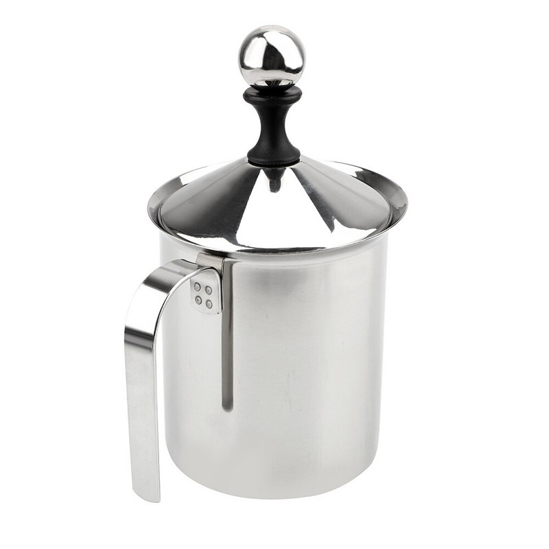 Spumă de lapte cu plasă de spumă de cafea Mixer de cafea Ustensile de bucătărie Cremă de lapte cu plasă dublă 400/800ML Spumant manual de lapte din oțel inoxidabil