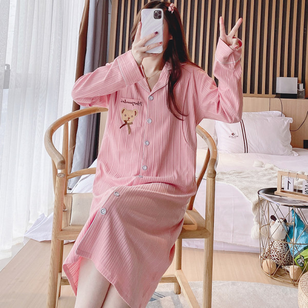 Ежедневна дамска нощница с копчета за бременни