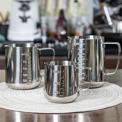 350/600/1000 ML Двойна везна Кафе Инструмент Саксия Млечна пяна Занаятчийска стомна Чаша Кафе Гравиращ цилиндър Млечна пяна Чаша Кафе