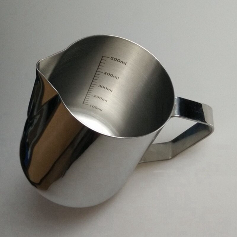 304 Rozsdamentes acél kávéskannák Tejkannák Kancsó csésze habosító pipa jelzéssel tejes kávétartozékokhoz 350ml/600ml