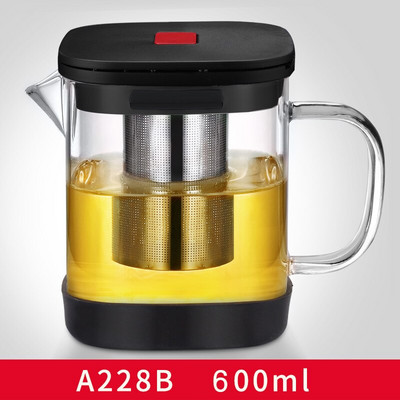 Caurspīdīga stikla tējas komplekts Tējas krūzes komplekti Karstumizturīgi kvadrātveida stikla tējkanna ar tējas infūziju Puer Oolong tējas kannas tējkanna Biroja tējas krūze