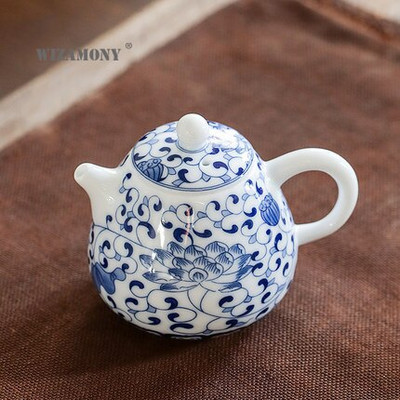 WIZAMONY Ručno izrađeni plavo-bijeli čajnik od 190 ml Cealdon Jingdezhen čajnik Kungfu kuhalo za vodu Keramički kineski porculanski set za čaj