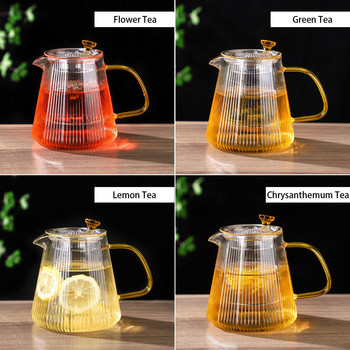 500 ML/900 ML чайник с цветя на райета с подвижен филтър, печка, топлоустойчива, устойчива на експлозия и висока температура запарка за чай