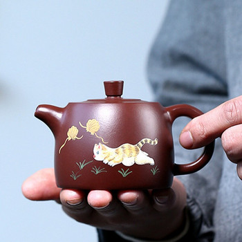 190 мл Бутикови лилави глинени чайници Yixing Сурова руда Zhu Mud Ръчно изработена кана за чай Красота чайник Китайски комплект чай Yixing Персонализиран