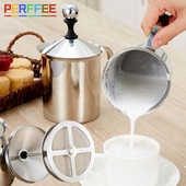 Rozsdamentes acél kézi tejhabosító tejkrém tejhab duplahálós kávéhabos tejhabosító kancsó 400/800 ml