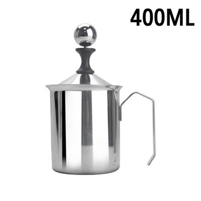 Rozsdamentes acél kézi tejhabosító tejkrém tejhab duplahálós kávéhabos tejhabosító kancsó 400/800 ml