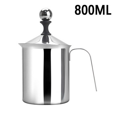 Rozsdamentes acél kézi tejhabosító tejkrém tejhab duplahálós kávéhabos tejhabosító kancsó 400/800 ml