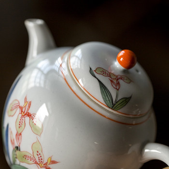 155 мл ретро растителна пепел, керамичен чайник, ръчно рисуван ирис, изкуство, чайник, цвете в японски стил, едноматерна саксия, домакински аксесоари