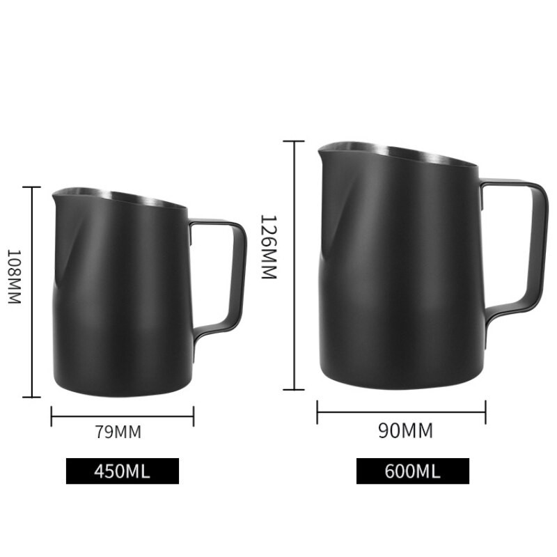 Kávékancsó rozsdamentes acél tejhabosító kancsó Bögrék eszpresszó kávékancsó 450ml/600ml Barista kézműves habosító kancsó