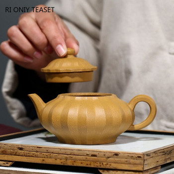 220ml Κινεζικές τσαγιέρες Yixing Purple Clay Famous Handmade Tea Pot Raw Ore Golden Section Mud Kettle Zisha Tea Set Drinkware