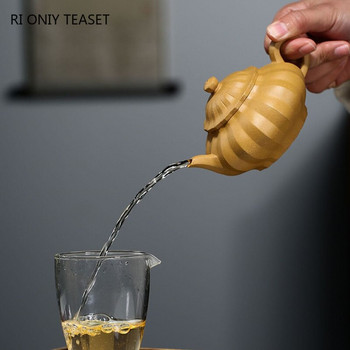 220 ml китайски лилави глинени чайници Yixing Известна ръчно изработена кана за чай Сурова руда Златно сечение Чайник с кал Zisha Комплект за чай Съдове