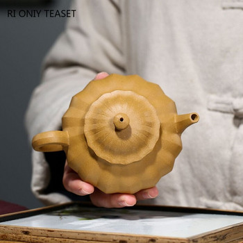 220 ml китайски лилави глинени чайници Yixing Известна ръчно изработена кана за чай Сурова руда Златно сечение Чайник с кал Zisha Комплект за чай Съдове
