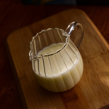 Γυάλινη κανάτα γάλακτος ιαπωνικής ρίγες ανθεκτική στη θερμότητα Φλιτζάνι Διαχωριστής τσαγιού γάλακτος καφέ Διαφανής κανάτα με λαβή για αφρόγαλα