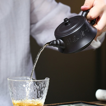 210 мл лилави глинени чайници Yixing Автентична ръчно изработена кана за чай Zisha Beauty Kettle Raw Ore Black Mud Tea Set Персонализирани подаръци
