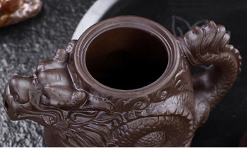 Автентичен чайник yixing дракон и феникс чайник капацитет лилава глина комплект чай чайник кунг фу чайник