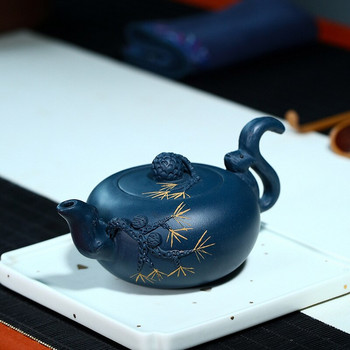 250 ml китайски чайници Yixing Пурпурен глинен чайник Чайник за красота Сурова руда Лазурна кал Ръчно изработени съдове за чай Вратовръзка Гуанин Чаена церемония
