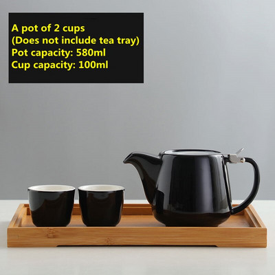 Teáskészlet 580 ml-es porcelán teáskanna, színes, kézzel készített teáskanna 18/8-as rozsdamentes acél fedővel, rendkívül finom infúzióval a levéltea főzéséhez