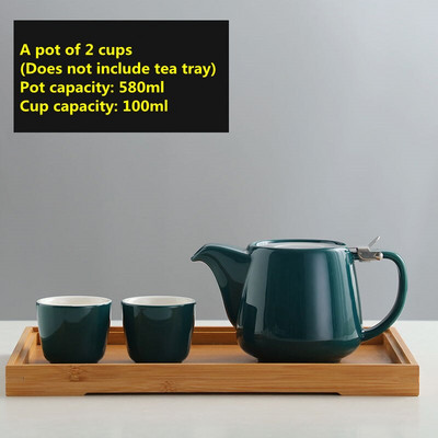 Teáskészlet 580 ml-es porcelán teáskanna, színes, kézzel készített teáskanna 18/8-as rozsdamentes acél fedővel, rendkívül finom infúzióval a levéltea főzéséhez