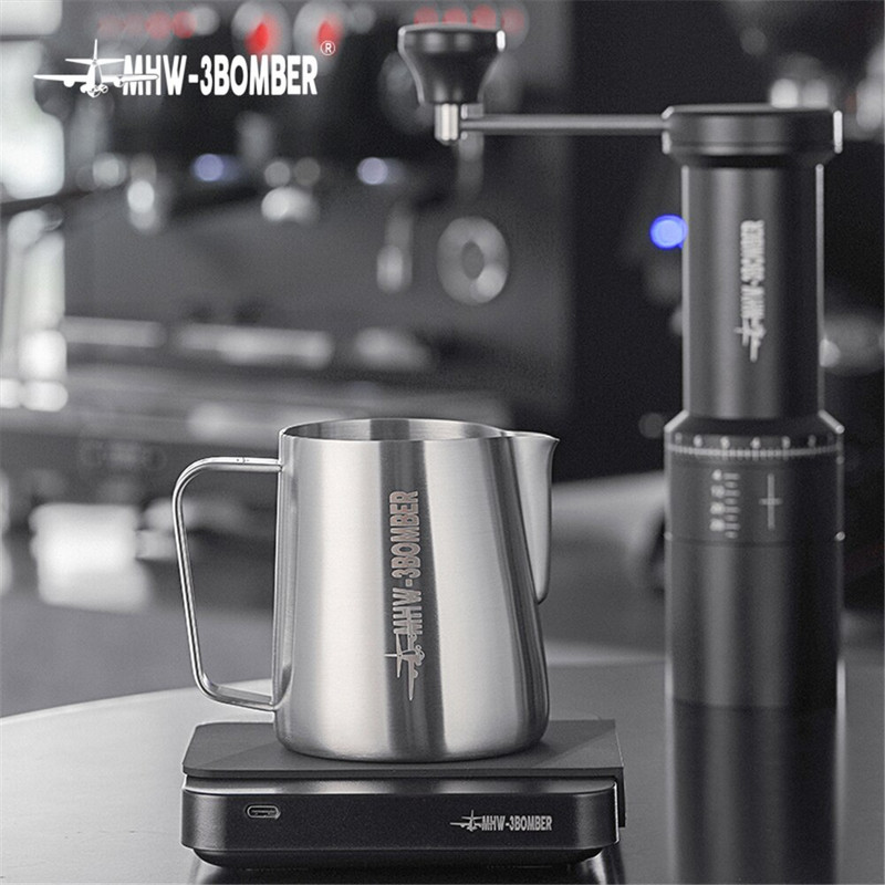 Kávés tejkancsó 350/450/600/700 ml rozsdamentes acél habosító kancsó Húzós virágcsésze Tejhabosító bögre Espresso csészék Barista számára
