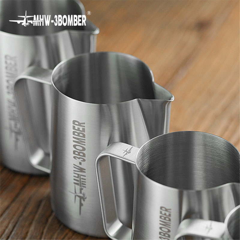 Kávés tejkancsó 350/450/600/700 ml rozsdamentes acél habosító kancsó Húzós virágcsésze Tejhabosító bögre Espresso csészék Barista számára