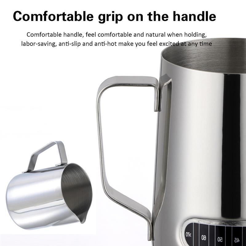 Nerūdijančio plieno pieno putų ąsotis su termometru 600 ml plakimo pieno putos ąsotis Espreso kavos pieno putos puodukas puodelio ąsočiu