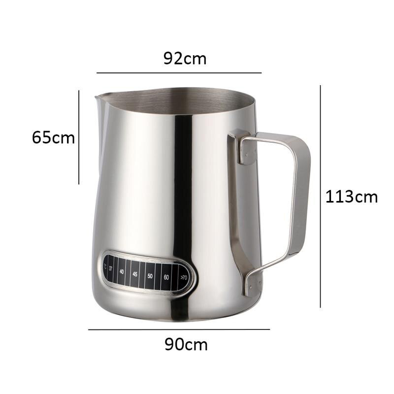 Nerūdijančio plieno pieno putų ąsotis su termometru 600 ml plakimo pieno putos ąsotis Espreso kavos pieno putos puodukas puodelio ąsočiu