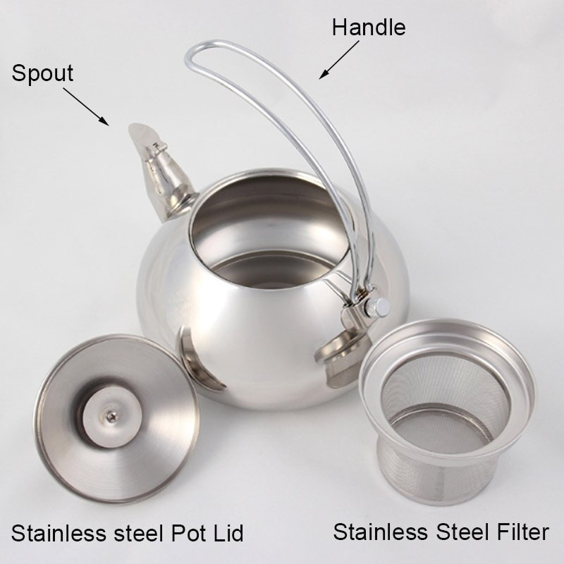 1,5 literes ezüst arany teáskannák rozsdamentes acél vízforraló szállodai teáskanna szűrővel Étterem Gáztűzhely Indukciós tűzhely Tea vízforraló