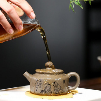170 мл лилави глинени чайници Yixing Топчеста инфузер Ръчно изработена кана за чай Секция от сурова руда Чайник за красота с кал Китайски комплект за чай Zisha