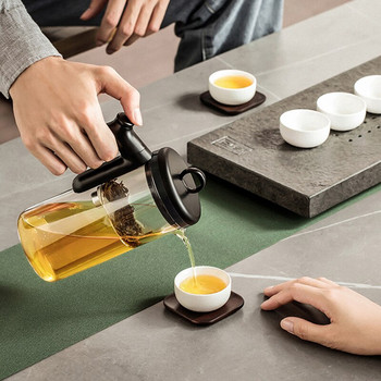 JIEWU Филтърна обвивка Устойчив на висока температура Стъклен чайник Вграден бутон Стъклен чайник 2021 Офис Дом Кухня Аксесоари