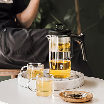 JIEWU Филтърна обвивка Устойчив на висока температура Стъклен чайник Вграден бутон Стъклен чайник 2021 Офис Дом Кухня Аксесоари