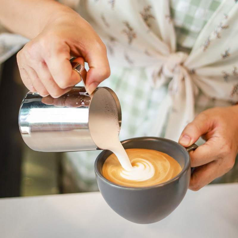 Rozsdamentes acél tejhabosító kancsó Eszpresszó habosító Cappuccino Latte Pot Kávé gőzkancsók Tejhabosító kancsó kávéscsészék