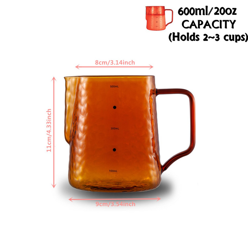 Eworld boroszilikát üveg tejhabosító edény, 20 oz/600 ml espresso barista latte cappuccino tejkrémes csésze habosító edény
