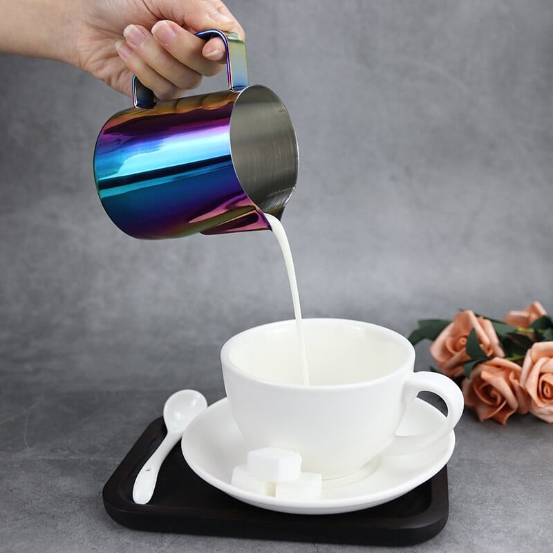 Kávés tejkancsó szemcsézés rozsdamentes acél habosító kancsó Virágcsésze Espresso Habosítók Bögre Barista Cafe Kiegészítő