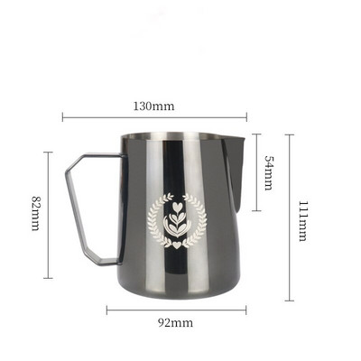 Cană de cafea pentru cafea, ulcior metalic pentru spumare a laptelui, 600 ml, recipient pentru ulcior pentru latte, curcubeu