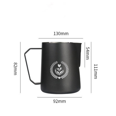 Cană de cafea pentru cafea, ulcior metalic pentru spumare a laptelui, 600 ml, recipient pentru ulcior pentru latte, curcubeu