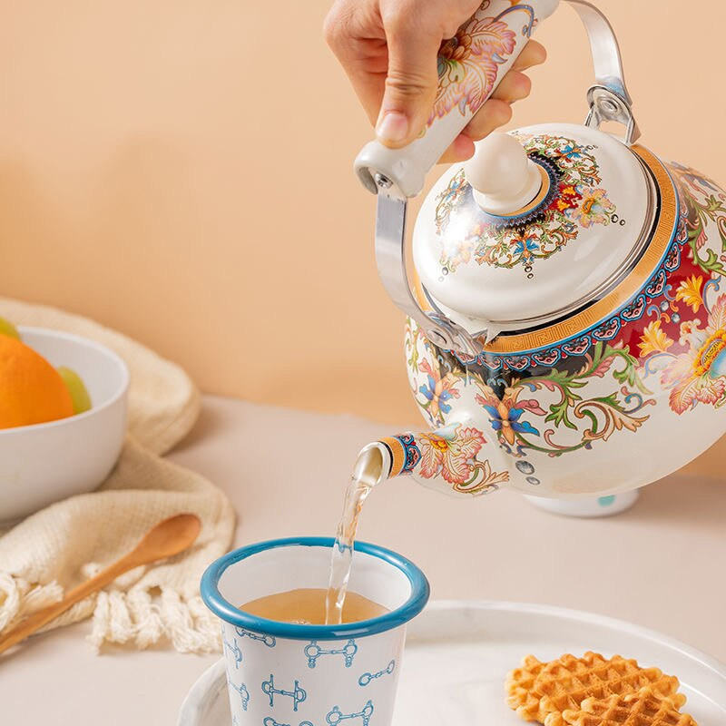 1,5 l 2,4 l 3,3 l emaliuotas arbatinukas arbatinukas arbatinukas ąsotis arbatinukas dujinė indukcinė viryklė emaliuotas puodas švilpimo virdulys vandens grafinas