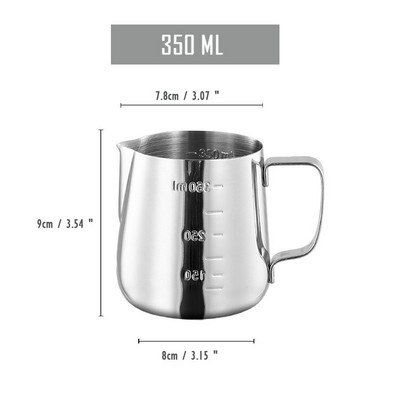 350 / 600 ml-es rozsdamentes acél konyhai otthoni fogantyús kávéfüzér csésze kancsó kávémérleggel.