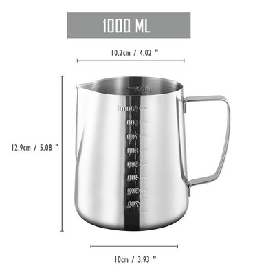 350 / 600 ml-es rozsdamentes acél konyhai otthoni fogantyús kávéfüzér csésze kancsó kávémérleggel.